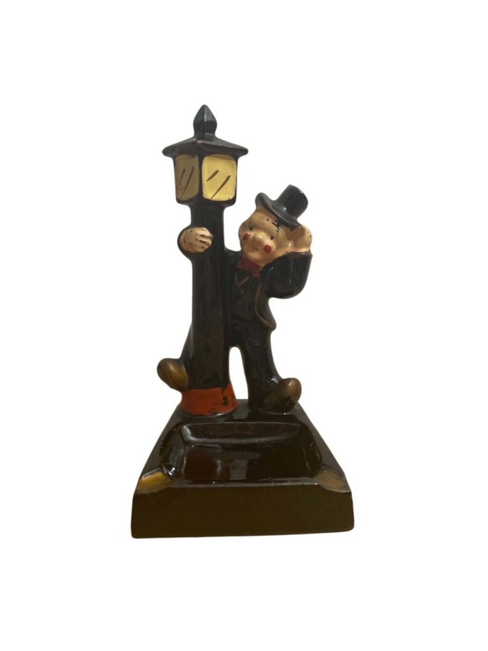 Vtg 1959 Hobo Charlie Chaplin Lamp Post Ashtray Drunk Clown Boozer Japan MCM